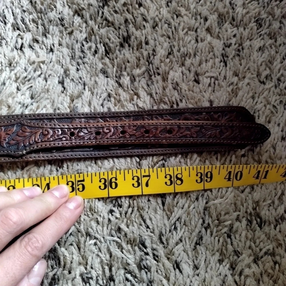 wil aren original Western Handmade Belt Buckle Two Toned Silver and Copper sz 36